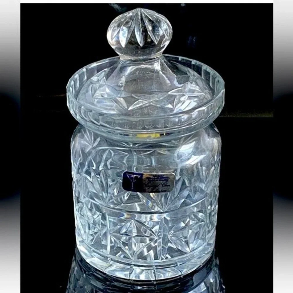 Original Badash of Poland Handcut 24% Lead Crystal Biscuit Cookie Jar with Lid